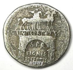 Pièce de monnaie en argent Tetradrachme AR Cistophorus de l'empereur romain Auguste, 19-18 av. J.-C., en bon état