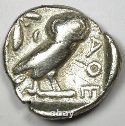 Pièce de monnaie en argent d'Athènes Attique représentant Athéna avec une chouette tétradrachme (454-404 av. J.-C.) en bon état / TB