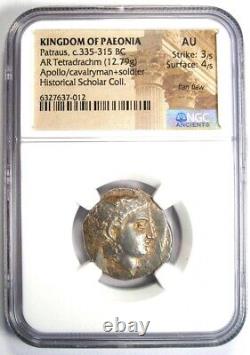 Pièce de monnaie en argent de tétradrachme AR de Paeonia grecque Patraus 335-315 av. J.-C. certifiée NGC AU