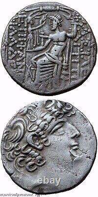 Pièce de monnaie grecque antique Tétradrachme en argent de Philippe Philadelphos en Syrie 93-83 av. J.-C. B. M. C.