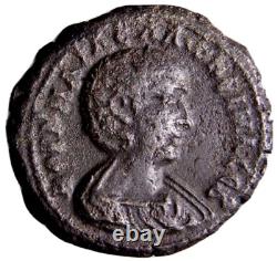 Pièce de monnaie romaine rare en potin tétradrachme de Salonine d'Alexandrie avec un certificat d'authenticité (COA) et beaucoup de plaquage d'argent.