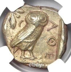 Pièce de monnaie tétradrachme d'Athéna chouette d'Attique 440 av. J.-C. NGC Choice AU 5/5 Frappe