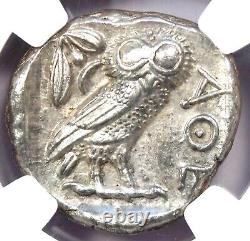 Pièce de tétradrachme de la chouette d'Athéna d'Attique à Athènes en 440 av. J.-C., NGC Choice AU, frappe 5/5.