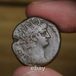 Pièce de tétradrachme en argent billon de l'Empire romain antique de Néron en Égypte à Alexandrie.