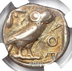 Pièce en argent AR tétradrachme d'Athènes, Grèce, représentant Athéna et la chouette, 440-404 avant J.-C., certifiée NGC VF