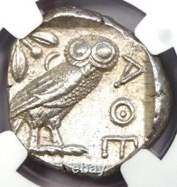 Pièce en argent de tétradrachme d'Athènes Athena Owl AR 440-404 av. J.-C. NGC AU 5/5 Frappe