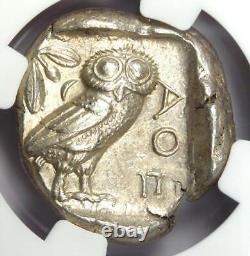 Pièce en argent de tétradrachme d'Athènes Athéna Owl AR 440-404 av. J.-C. NGC AU 5/5 Frappe