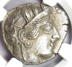 Proche-Orient / Égypte Chouette d'Athéna Athènes Pièce de tétradrachme en argent 400 av. J.-C. NGC AU Choix