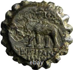 Rare Ancienne Pièce Grecque Seleukid Rois Antiochos VI Dionysos Countermark Inverser