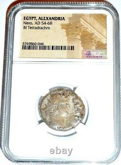 Roman Nero Alexandria Bi Tetradrachm Coin Ngc Certifié Avec Histoire, Certificat