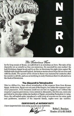 Roman Nero Alexandria Bi Tetradrahm Coin Ngc Certifié Avec Histoire, Certificat