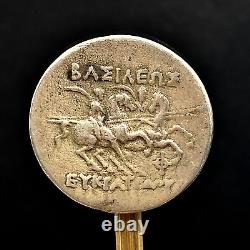 Royaume de Baktrian Coin Eukratides Tétradrachme, AU(55-58), Argent