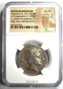 Seleucid Antiochus III Ar Tetradrachm Apollo Coin 222-187 Bc Ngc Choice Vf