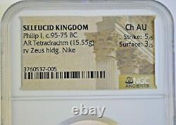 Seleucid Kingdom Philip I C. 95-75 Bc Tetradrachm Ngc Ch Au