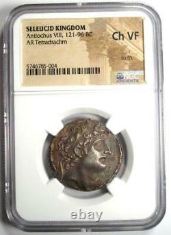 Séleucide Antiochus VIII Ar Tetradrachm Coin 121-96 Bc Certifié Ngc Choix Vf