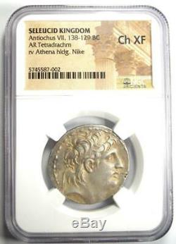 Séleucide Antiochus VII Ar Tetradrachm 138-129 Bc Coin Certifié Ngc Xf Choix
