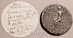 Seleukid King Demetrios II Nikator 129-126 Bc Tetrachm Avec Note Originale