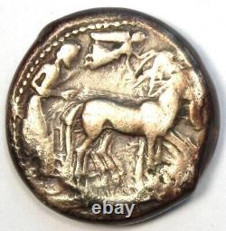 Sicilia Syracuse Hieron I Ar Tetradrachm Argent Pièce Grecque 475-470 Bc Fine / Vf