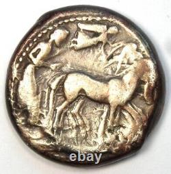 Sicilia Syracuse Hieron I Ar Tetradrachm Argent Pièce Grecque 475-470 Bc Fine / Vf