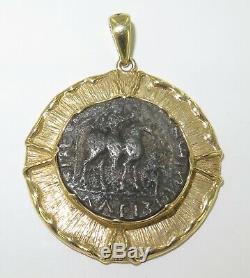 Superbe 14k Ancienne Pièce De Monnaie Pendentif Coa 35bc 5ad Azes II Tétradrachme D'argent