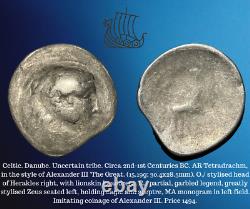 Tétradrachme d'argent celtique d'Alexandre le Grand, IIe-Ier siècles av. J.-C.
