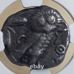 Tétradrachme en argent d'Attique Athènes c. 393-294 av. J.-C. NGC CH F Fine Athena Owl