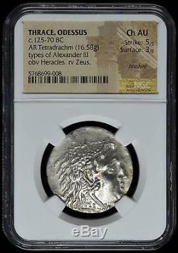 Thrace Odessus Ar Tetradrachm 125-70 Bc Ngc Ch Au 5/4 Alexandre III Lumineux Coin