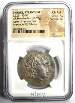 Thraces Byzance Lysimaque AR Tétradrachme Lysimaque Monnaie 225 av. J.-C. NGC Choix AU