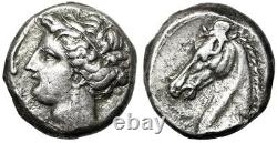 Zeugitania, Carthage Ar Tetradrachm Tanit Et Tête De Cheval Monnaie Sicilienne Tonne Vf